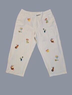 Saint Tropez West White 100% Linen Pants Sz 16